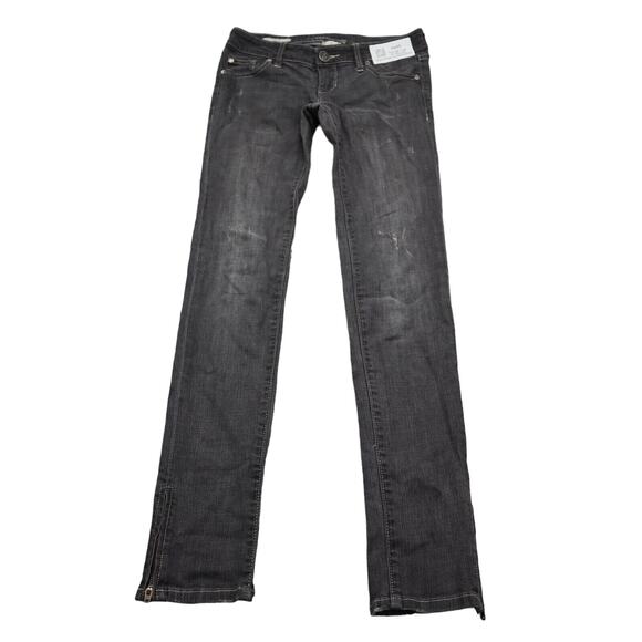 Decree Pants Womens 1 Gray Denim Low Rise Super Skinny Leg Zip Hem Casual Jeans - Picture 1 of 13